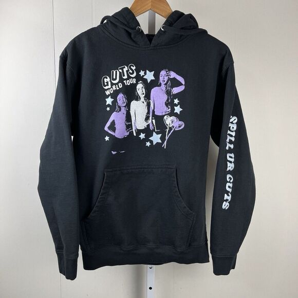Tops - Olivia Rodrigo GUTS World Tour Hoodie Sweatshirt Size Medium Black Graphic Print